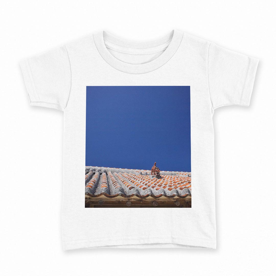 tシャツ キッズ 半袖 白地 デザイン 90 Tシャツ ティーシャツ T shirt 002774 沖縄　シーサー　写真