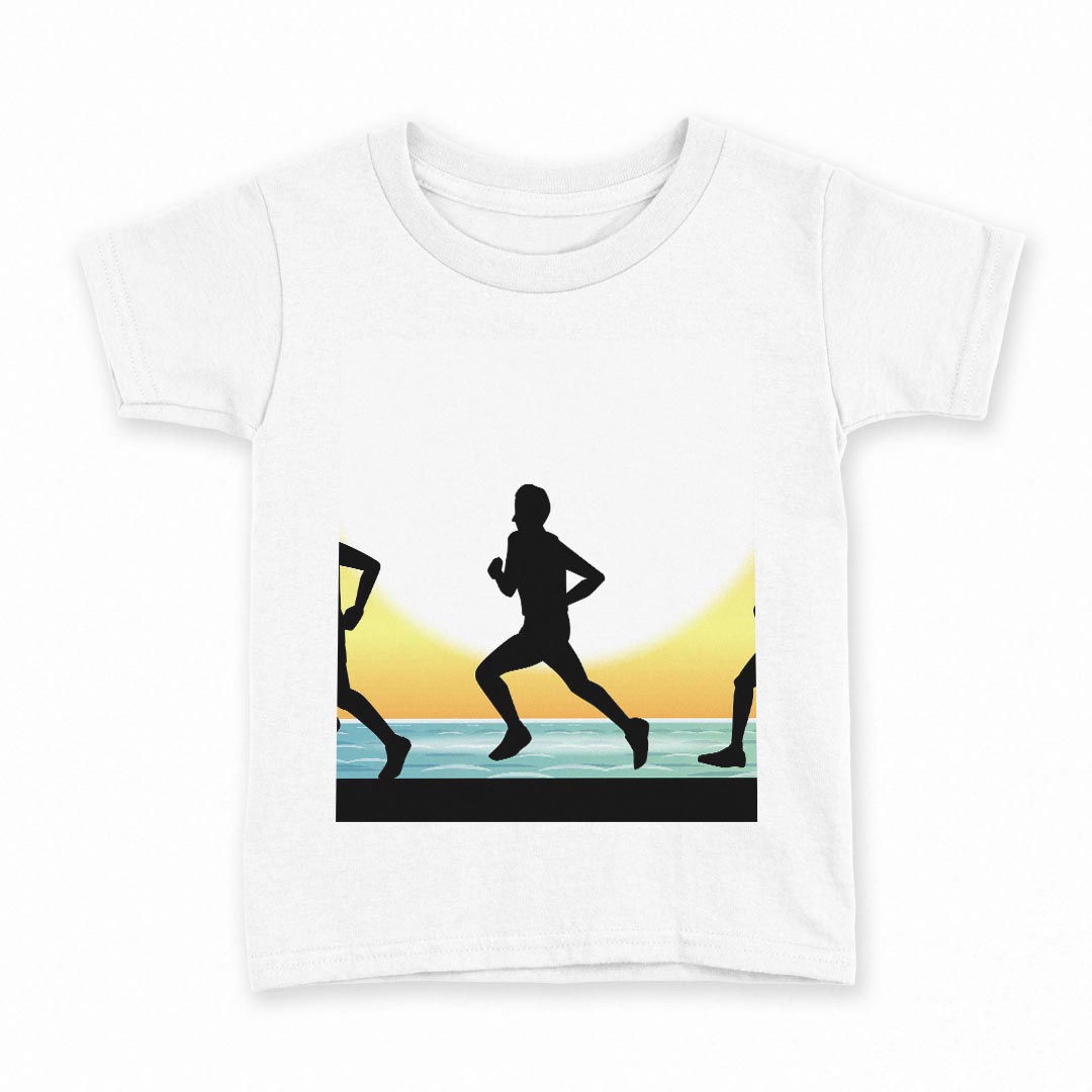 tシャツ キッズ 半袖 白地 デザイン 90 Tシャツ ティーシャツ T shirt 002877 人物 海 イラスト