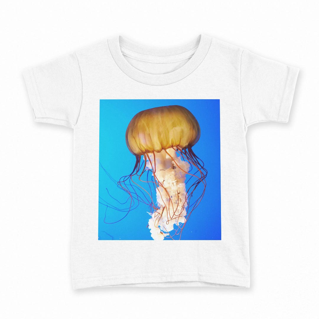 tシャツ キッズ 半袖 白地 デザイン 140 サイズ Tシャツ ティーシャツ T shirt 003338 くらげ 海 写真