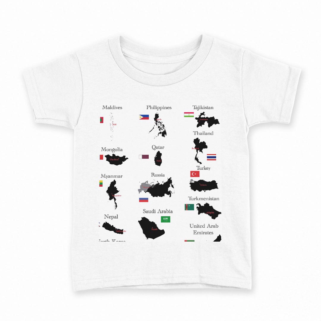 tシャツ キッズ 半袖 白地 デザイン 140 サイズ Tシャツ ティーシャツ T shirt 003441 外国 国旗 地図