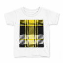 tシャツ キッズ 半袖 白地 デザイン 140 サイズ Tシャツ ティーシャツ T shirt 003812 チェック 黒 黄色(4)