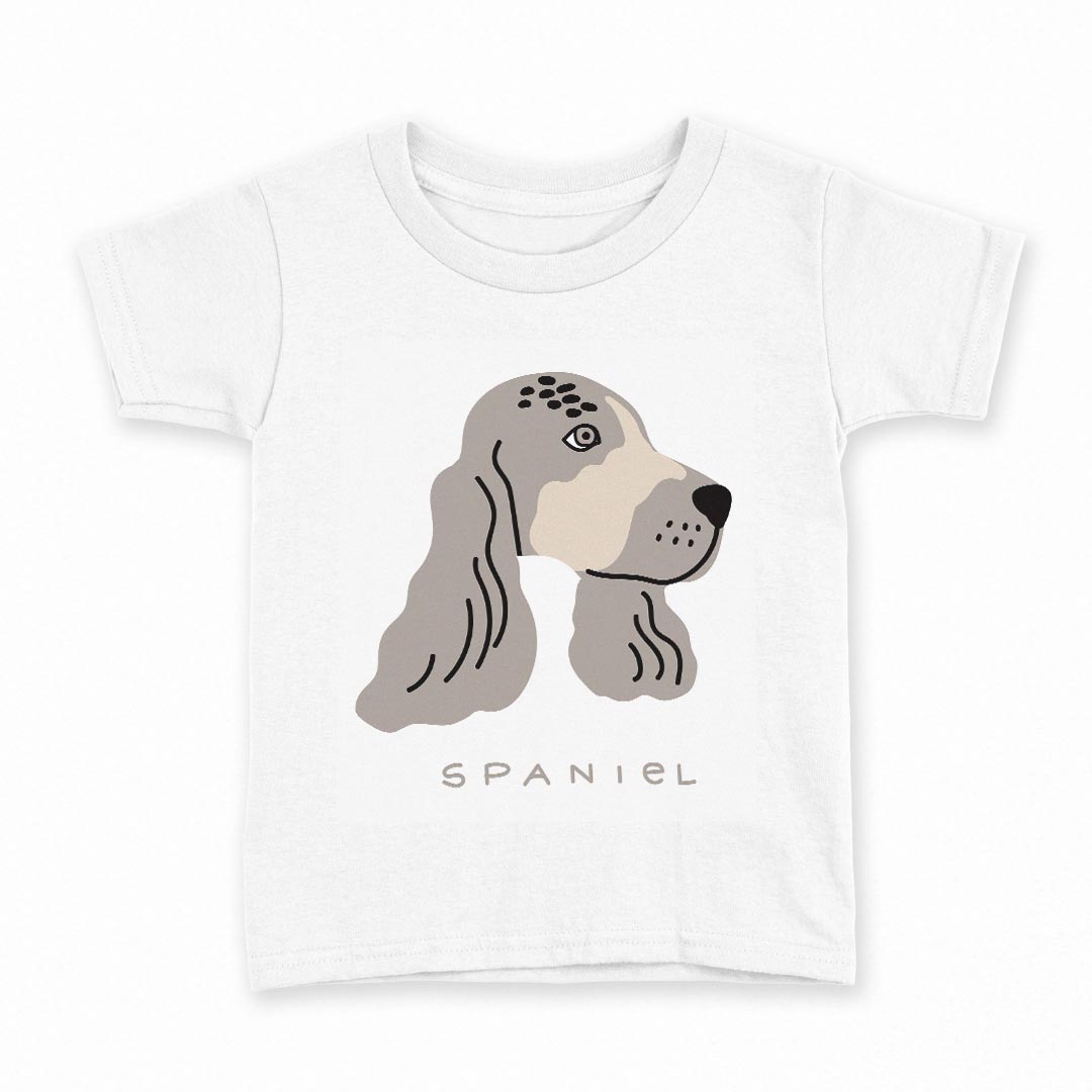tシャツ キッズ 半袖 白地 デザイン 160 サイズ Tシャツ ティーシャツ T shirt 022598 犬 スパニエル