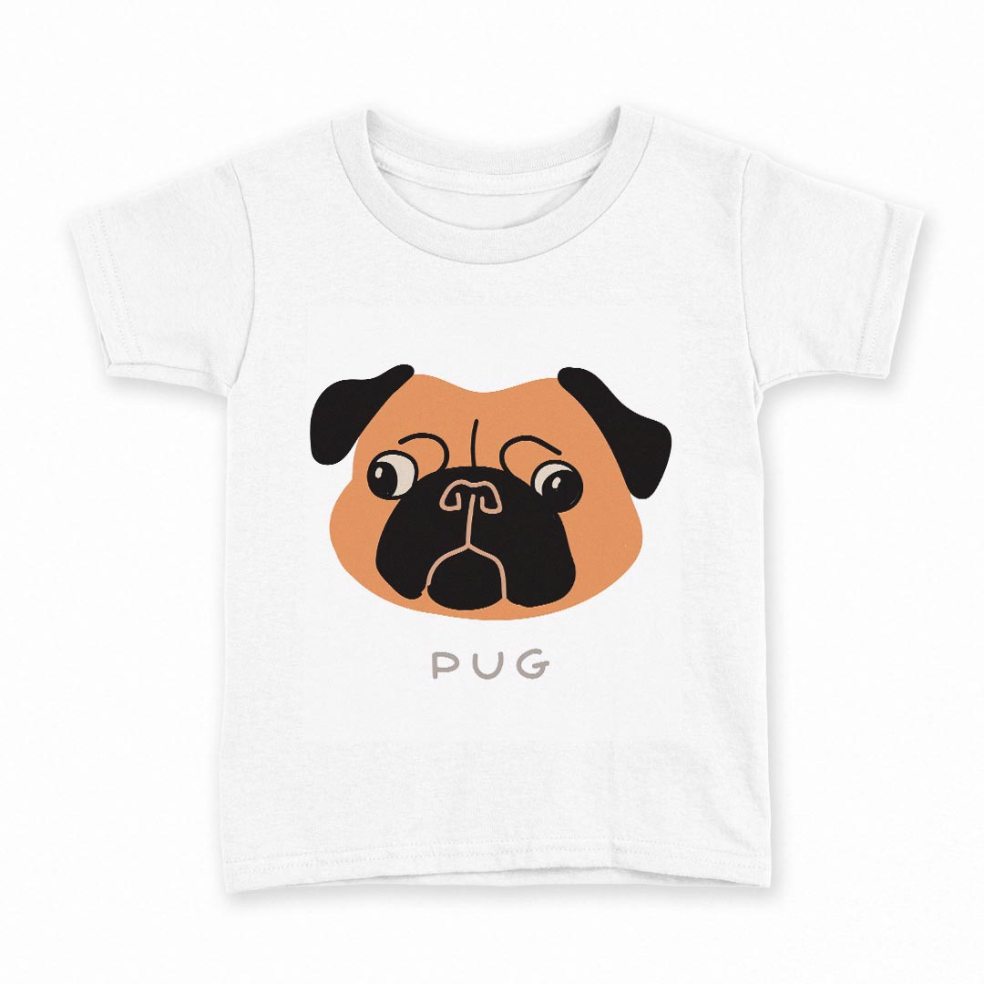 tシャツ キッズ 半袖 白地 デザイン 130 サイズ Tシャツ ティーシャツ T shirt 022615 犬 パグ