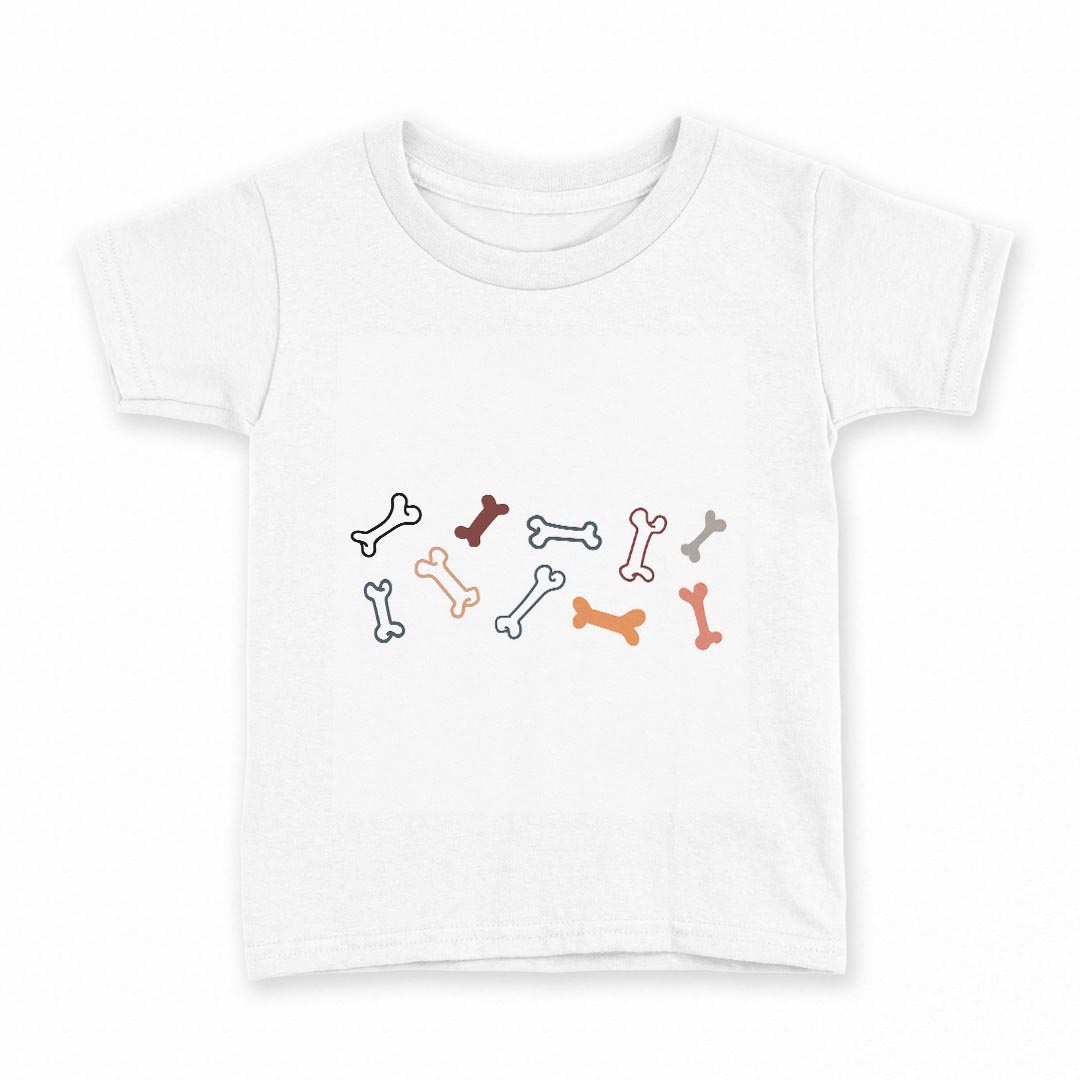 tシャツ キッズ 半袖 白地 デザイン 120 サイズ Tシャツ ティーシャツ T shirt 022658 骨 犬