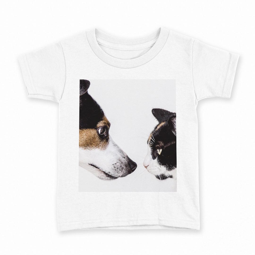 tシャツ キッズ 半袖 白地 デザイン 140 サイズ Tシャツ ティーシャツ T shirt 022703 犬 猫