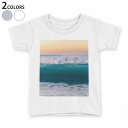 tシャツ キッズ 半袖 白地 デザイン 140 サイズ Tシャツ ティーシャツ T shirt 022949 波 海 景色 写真(4)