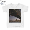 tシャツ キッズ 半袖 白地 デザイン 90 Tシャツ ティーシャツ T shirt 023019 風景 橋 写真 夜景(4)