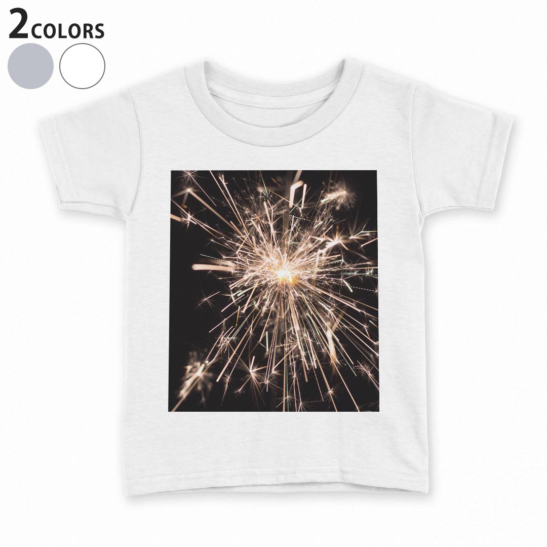 tシャツ キッズ 半袖 白地 デザイン 150 サイズ Tシャツ ティーシャツ T shirt 023100 花火　写真