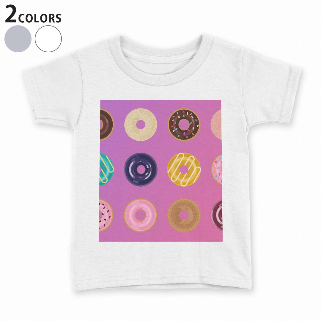 tシャツ キッズ 半袖 白地 デザイン 110 サイズ Tシャツ ティーシャツ T shirt 023207 ドーナツ カラフル イラスト