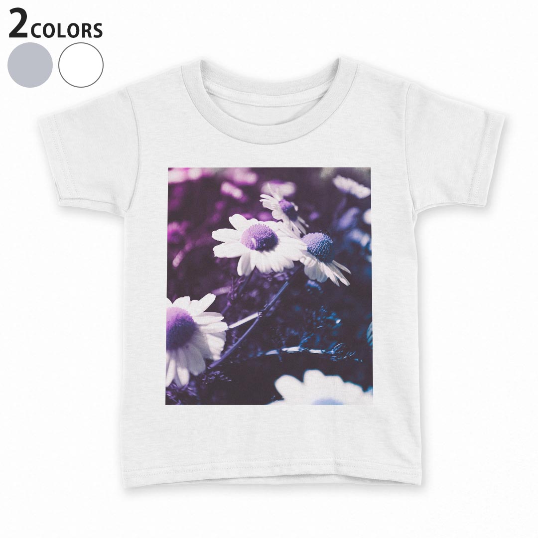 tシャツ キッズ 半袖 白地 デザイン 110 サイズ Tシャツ ティーシャツ T shirt 023335 花　フラワー　写真