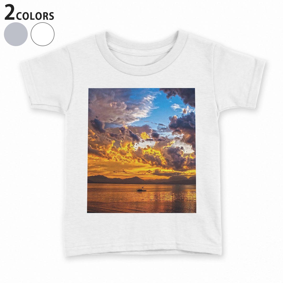 Other - tシャツ キッズ 半袖 白地 デザイン 130 サイズ Tシャツ ティーシャツ T shirt 023765 夕日　写真　景色