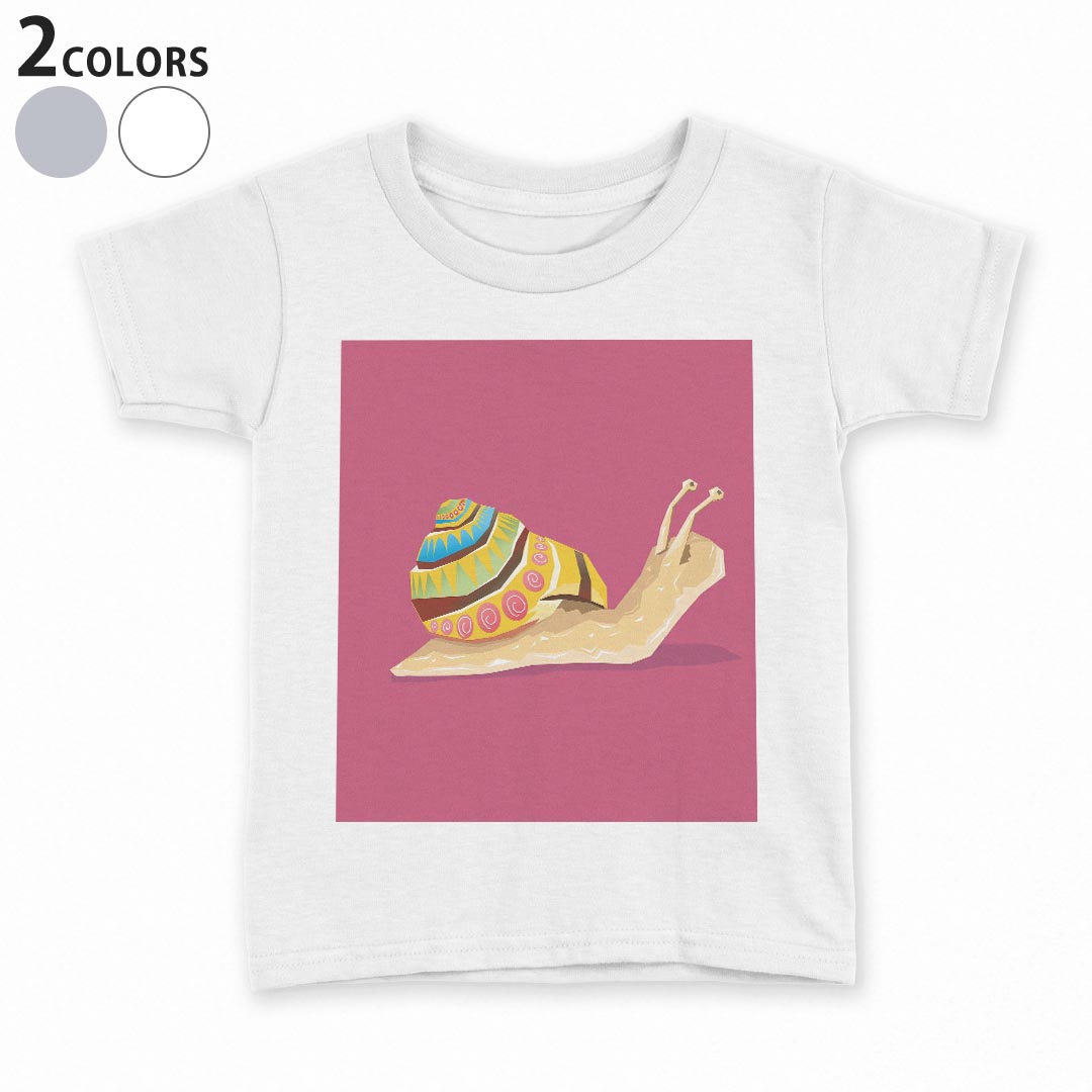 tシャツ キッズ 半袖 白地 デザイン 90 Tシャツ ティーシャツ T shirt 023809 かたつむり　カラフル