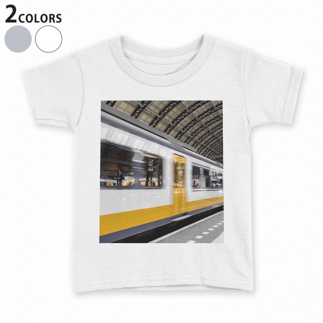 tシャツ キッズ 半袖 白地 デザイン 130 サイズ Tシャツ ティーシャツ T shirt 023902 電車 ホーム