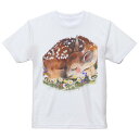 tシャツ キッズ 半袖 白地 デザイン 140 サイズ Tシャツ ティーシャツ T shirt 026106 鹿 バンビ(4)