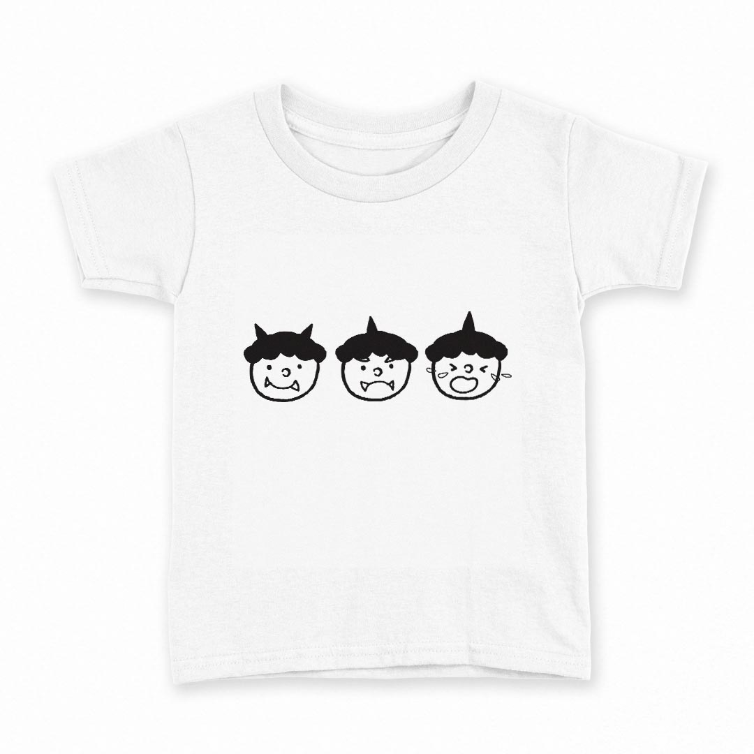 tシャツ キッズ 半袖 白地 デザイン 130 サイズ Tシャツ ティーシャツ T shirt 031598 鬼 表情 かわいい