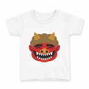 tシャツ キッズ 半袖 白地 デザイン 120 サイズ Tシャツ ティーシャツ T shirt 031622 鬼 笑顔