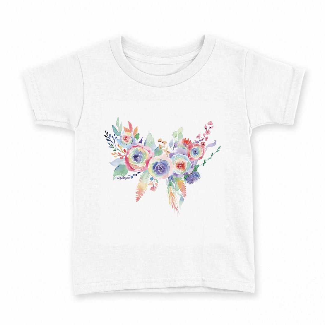 tシャツ キッズ 半袖 白地 デザイン 140 サイズ Tシャツ ティーシャツ T shirt 031710 花 カラフル