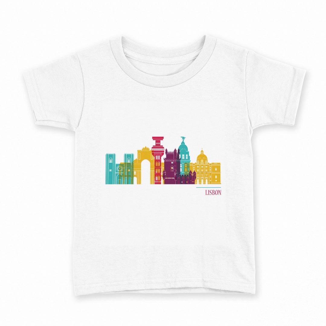 tシャツ キッズ 半袖 白地 デザイン 130 サイズ Tシャツ ティーシャツ T shirt 031735 リスボン おしゃれ ビル