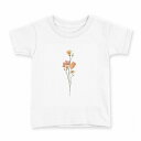 tシャツ キッズ 半袖 白地 デザイン 150 サイズ Tシャツ ティーシャツ T shirt 031836 花 オレンジ つぼみ