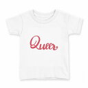 tシャツ キッズ 半袖 白地 デザイン 110 サイズ Tシャツ ティーシャツ T shirt 031872 クイーン 文字 レッド(4)