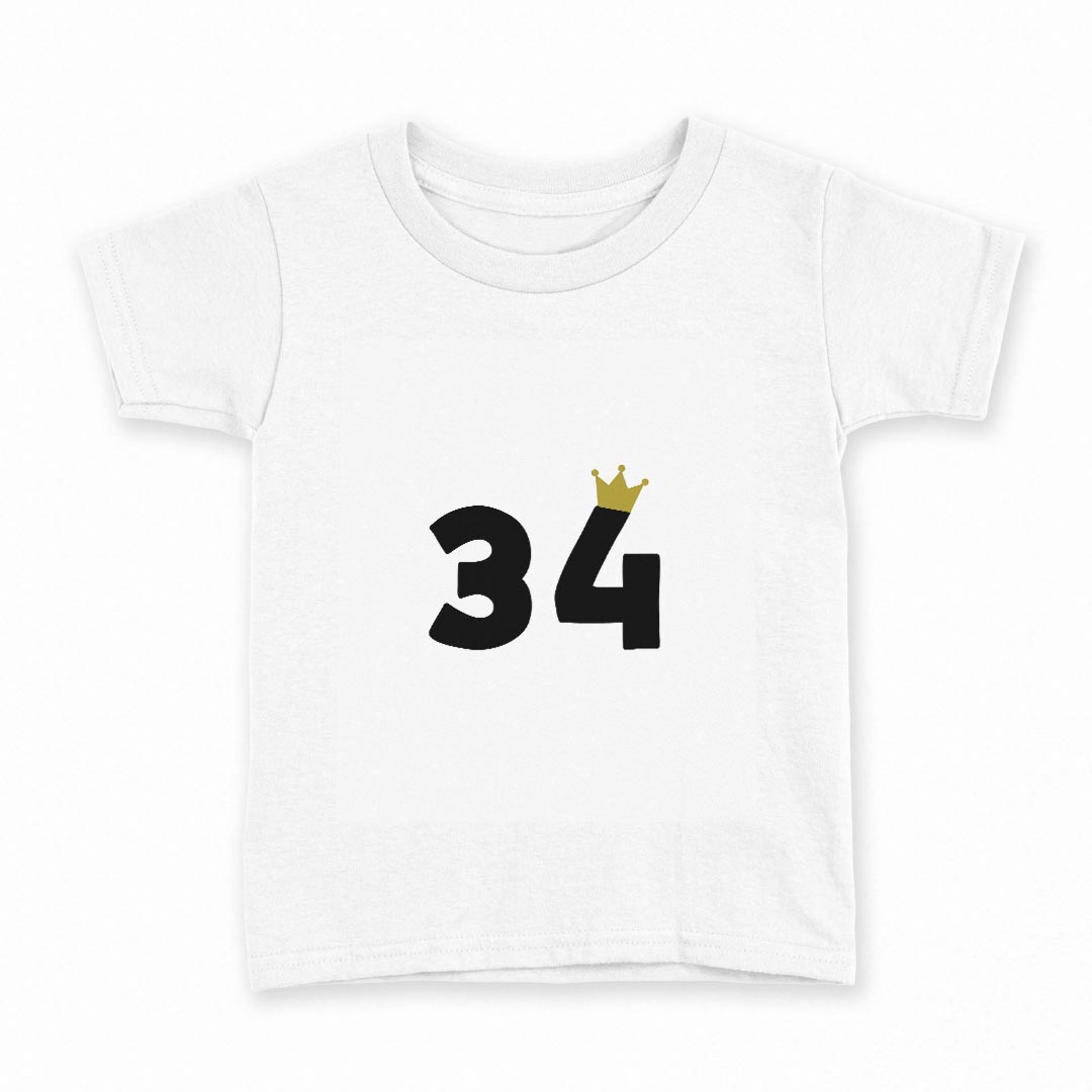 tシャツ キッズ 半袖 白地 デザイン 130 サイズ Tシャツ ティーシャツ T shirt 031965 誕生日 記念日 34 歳