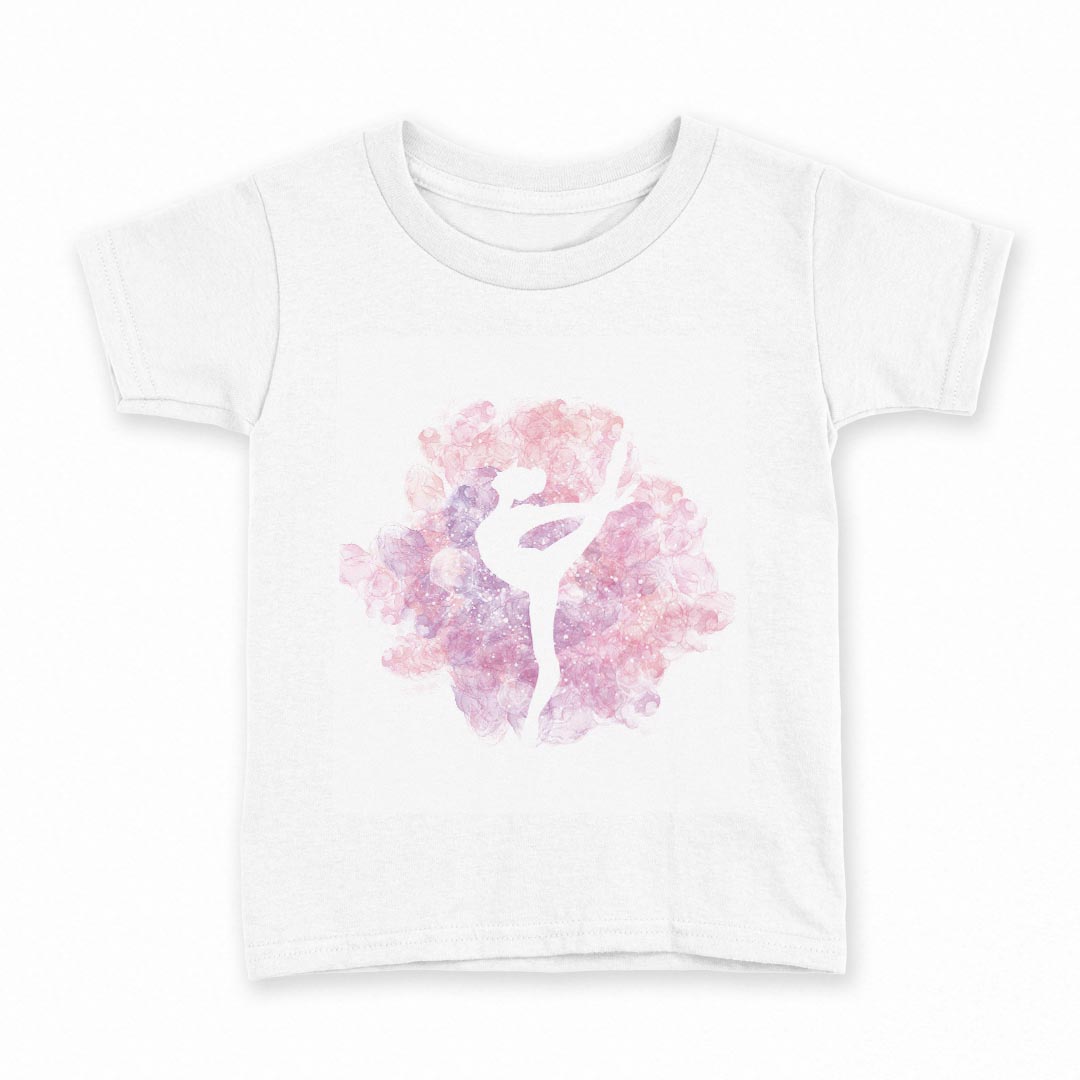 tシャツ キッズ 半袖 白地 デザイン 140 サイズ Tシャツ ティーシャツ T shirt 032110 バレエ ポーズ シルエット