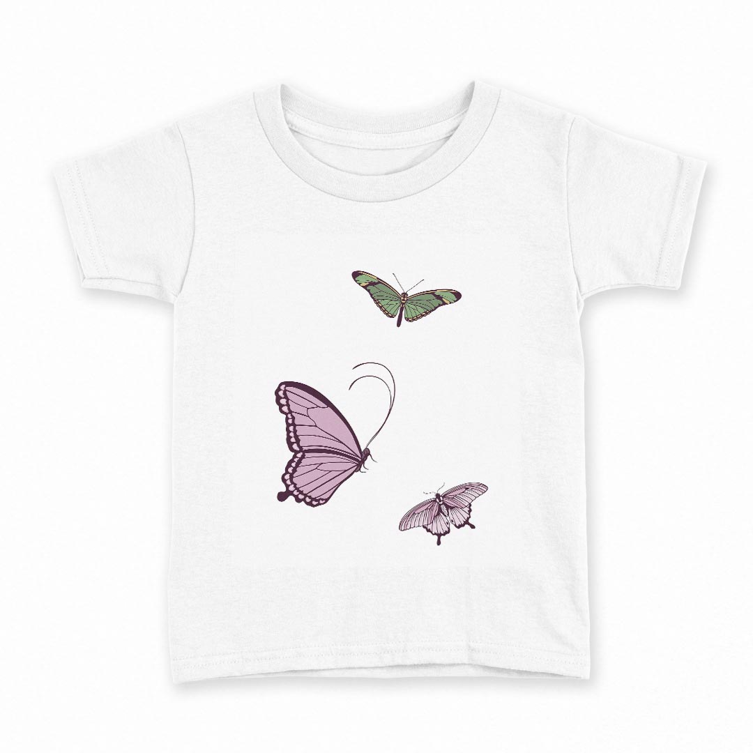 乐天商城 - tシャツ キッズ 半袖 白地 デザイン 150 サイズ Tシャツ ティーシャツ T shirt 032122 蝶々 バタフライ イラスト