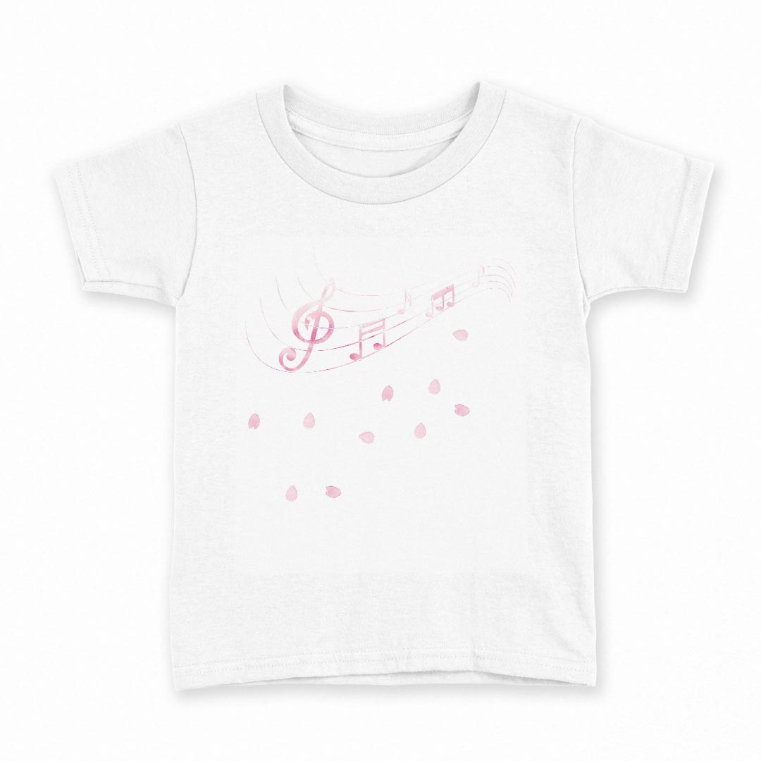 tシャツ キッズ 半袖 白地 デザイン 110 サイズ Tシャツ ティーシャツ T shirt 032127 花 音符 イラスト