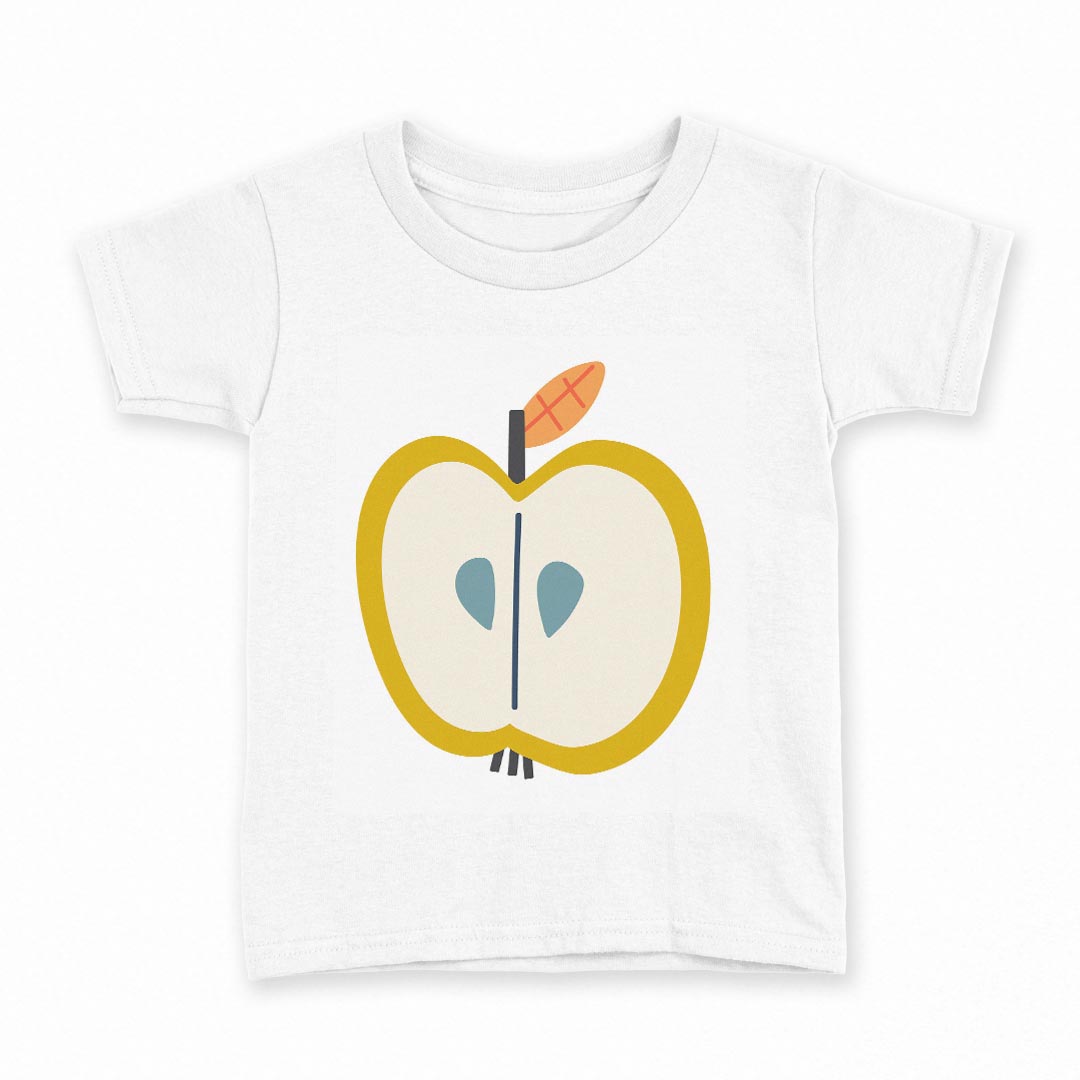 tシャツ キッズ 半袖 白地 デザイン 130 サイズ Tシャツ ティーシャツ T shirt 032210 アップル りんご