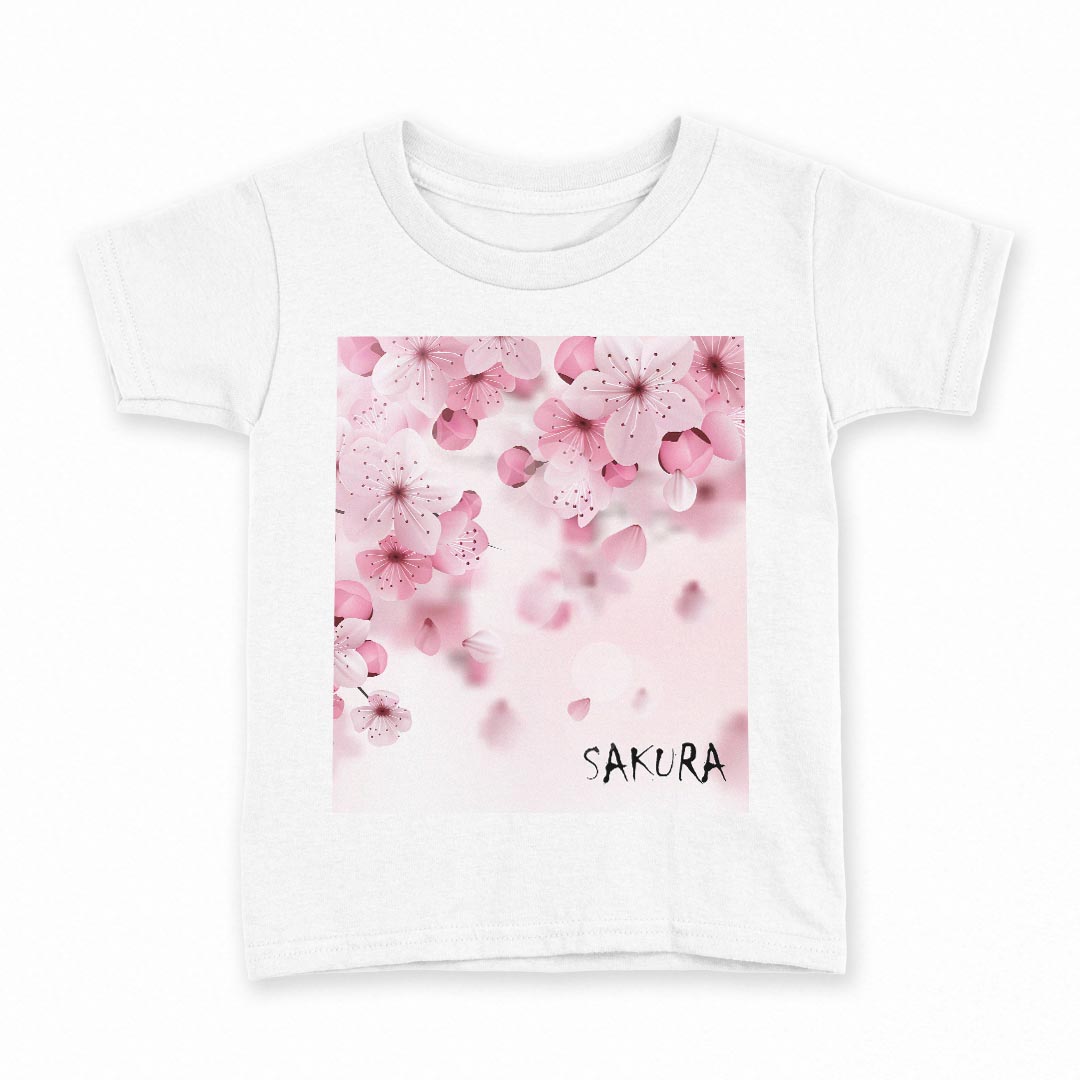 tシャツ キッズ 半袖 白地 デザイン 130 サイズ Tシャツ ティーシャツ T shirt 032221 桜 sakura