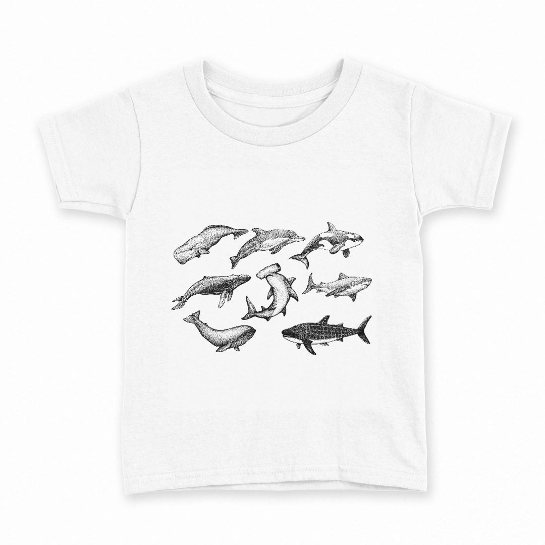 tシャツ キッズ 半袖 白地 デザイン 100 サイズ Tシャツ ティーシャツ T shirt 032229 鮫 シャーク