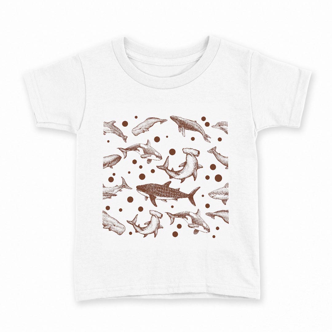 tシャツ キッズ 半袖 白地 デザイン 100 サイズ Tシャツ ティーシャツ T shirt 032230 鮫 シャーク