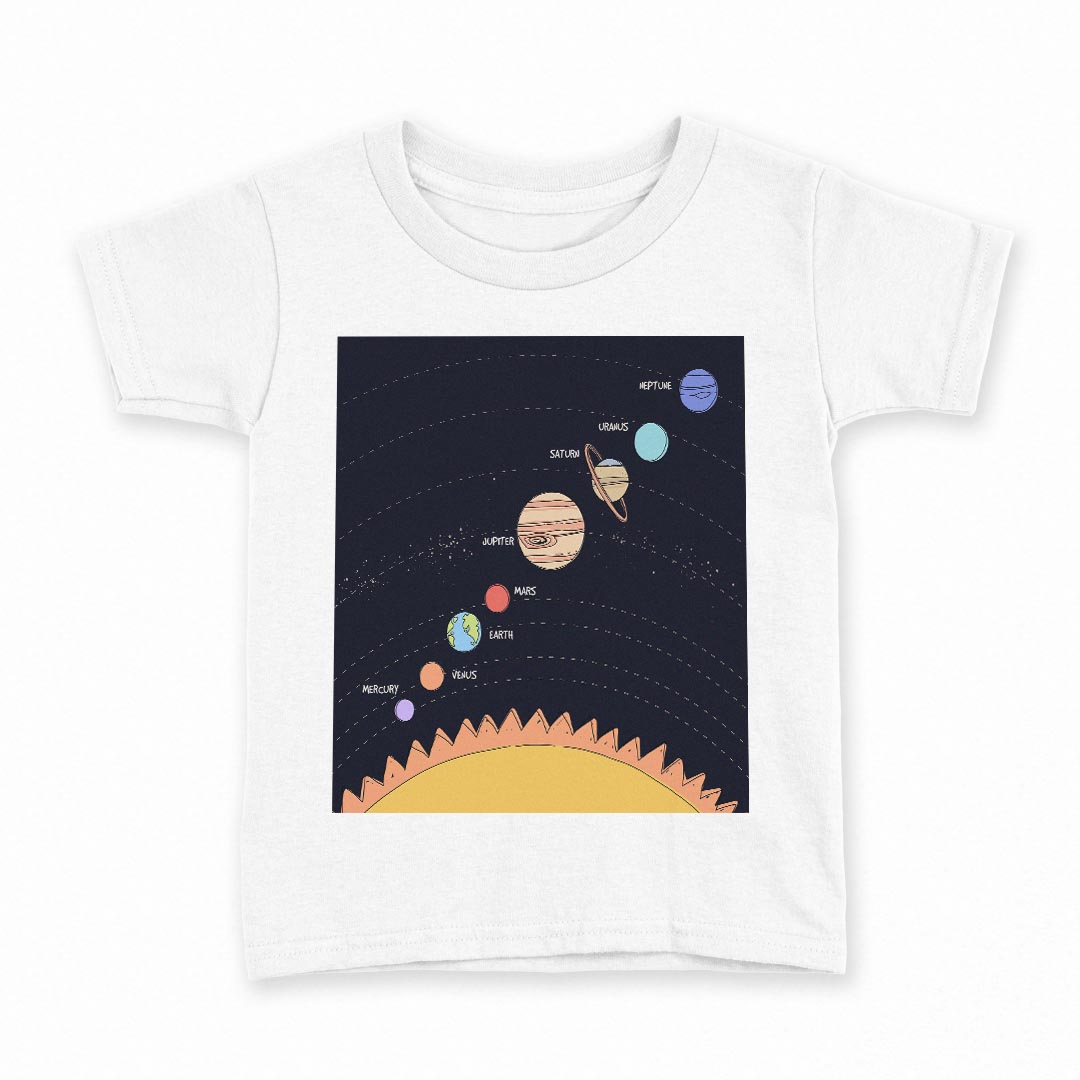 tシャツ キッズ 半袖 白地 デザイン 90 Tシャツ ティーシャツ T shirt 032369 太陽系 ソーラーシステム