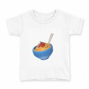 tシャツ キッズ 半袖 白地 デザイン 110 サイズ Tシャツ ティーシャツ T shirt 032575 ラーメン ヌードル フード