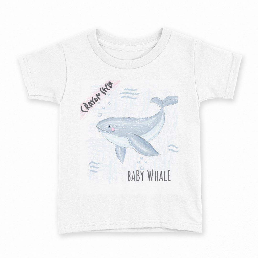 tシャツ キッズ 半袖 白地 デザイン 130 サイズ Tシャツ ティーシャツ T shirt 032587 クレヨン クジラ cute