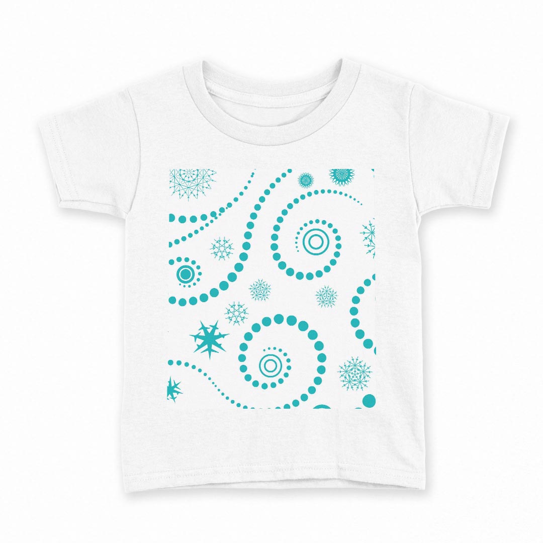 tシャツ キッズ 半袖 白地 デザイン 120 サイズ Tシャツ ティーシャツ T shirt 004177 雪 結晶 青