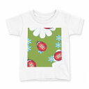tシャツ キッズ 半袖 白地 デザイン 130 サイズ Tシャツ ティーシャツ T shirt 004233 花 てんとう虫 緑