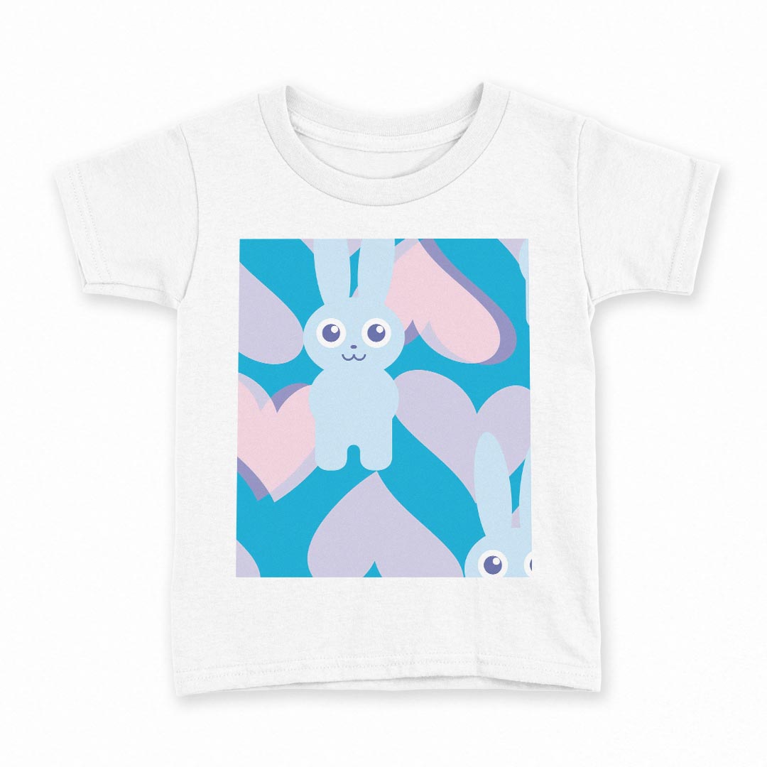 Rakuten - tシャツ キッズ 半袖 白地 デザイン 100 サイズ Tシャツ ティーシャツ T shirt 004383 うさぎ　ハート　動物