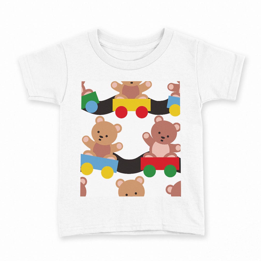 tシャツ キッズ 半袖 白地 デザイン 110 サイズ Tシャツ ティーシャツ T shirt 004423 くま　動物　キャラクター