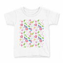 tシャツ キッズ 半袖 白地 デザイン 100 サイズ Tシャツ ティーシャツ T shirt 004639 ハイビスカス ハワイ カラフル(4)