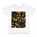tシャツ キッズ 半袖 白地 デザイン 90 Tシャツ ティーシャツ T shirt 004652 音符 音楽 黒