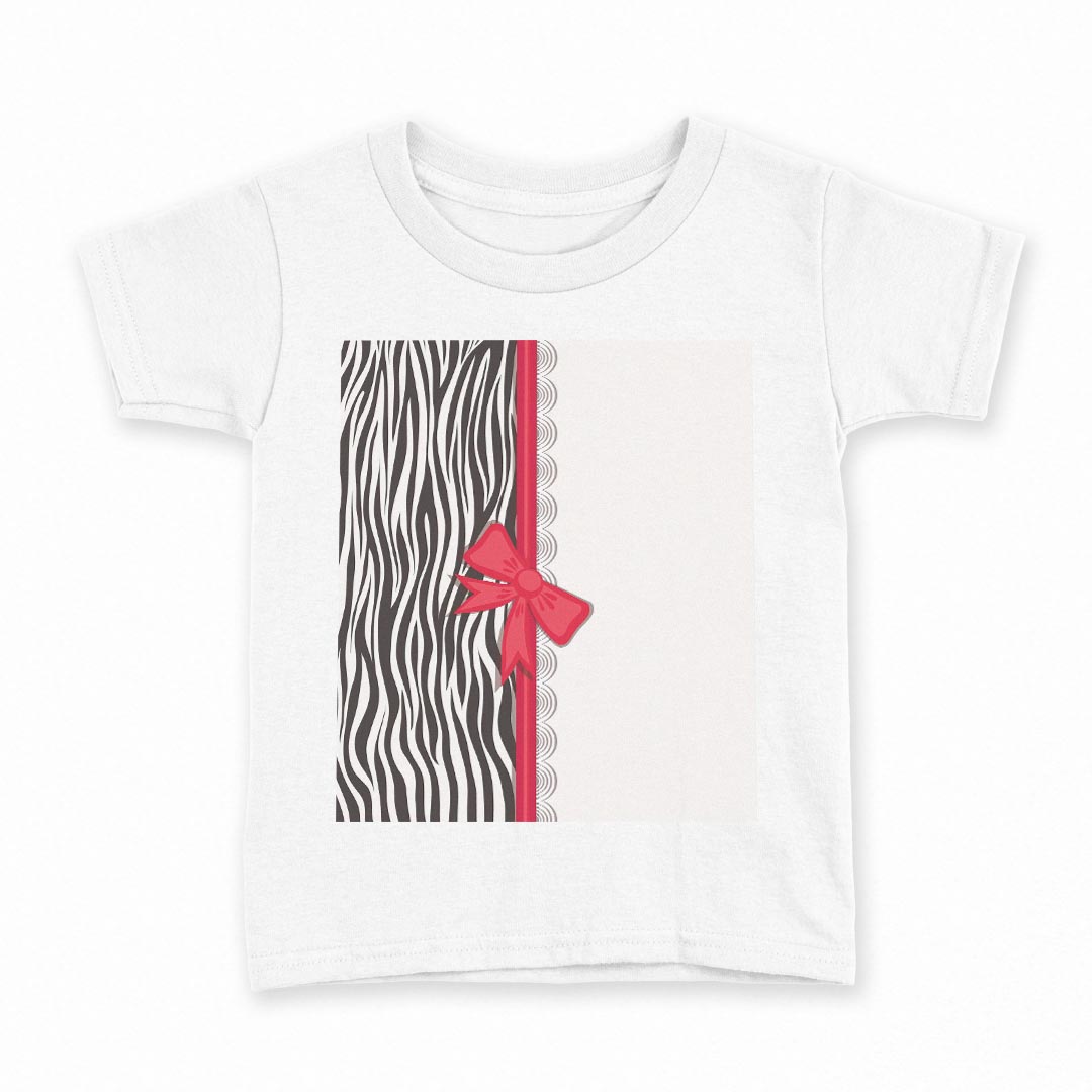 tシャツ キッズ 半袖 白地 デザイン 110 サイズ Tシャツ ティーシャツ T shirt 004908 ゼブラ リボン