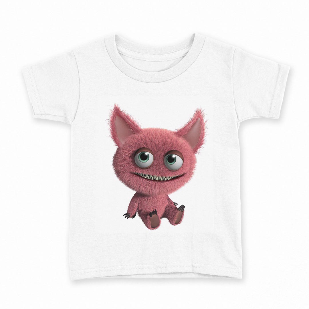 tシャツ キッズ 半袖 白地 デザイン 120 サイズ Tシャツ ティーシャツ T shirt 005189 モンスター　赤　キャラクター