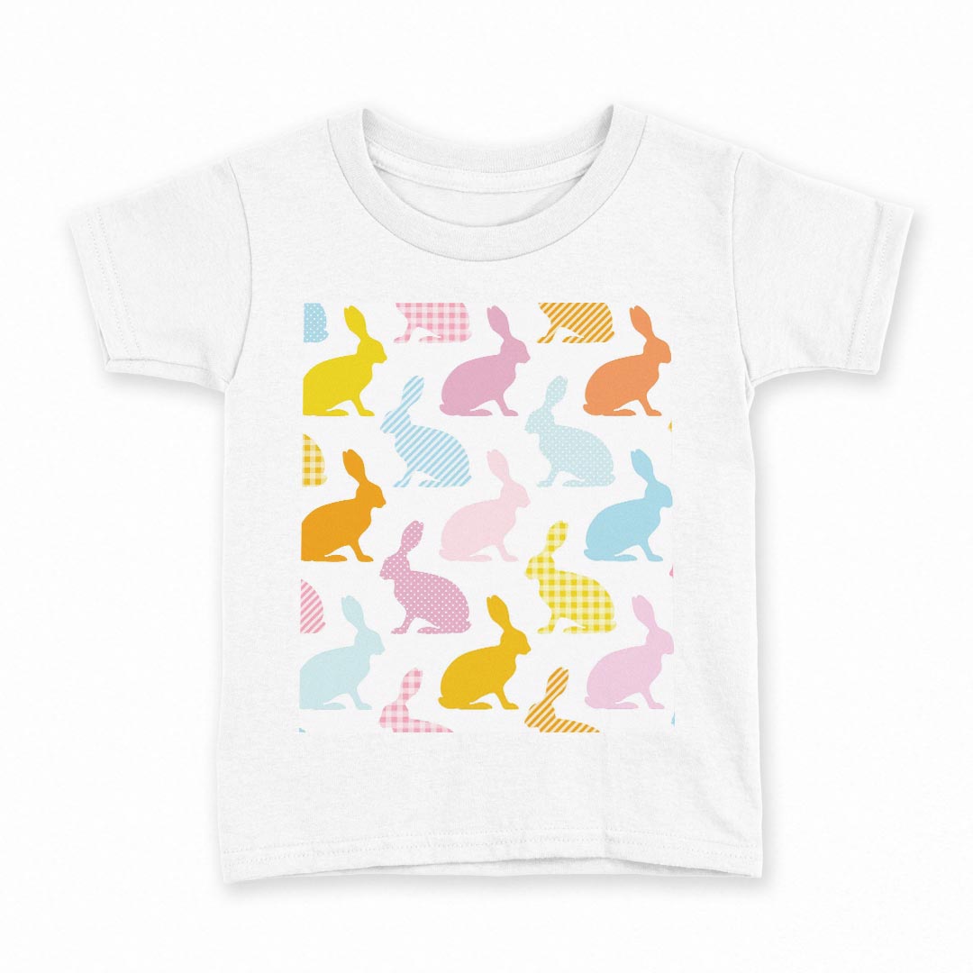 tシャツ キッズ 半袖 白地 デザイン 90 Tシャツ ティーシャツ T shirt 005264 うさぎ カラフル 柄