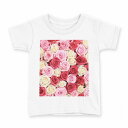 tシャツ キッズ 半袖 白地 デザイン 160 サイズ Tシャツ ティーシャツ T shirt 005272 薔薇 ピンク 白 赤(4)