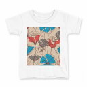 tシャツ キッズ 半袖 白地 デザイン 130 サイズ Tシャツ ティーシャツ T shirt 005284 花 モダン 赤 青(4)