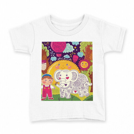 tシャツ キッズ 半袖 白地 デザイン 140 サイズ Tシャツ ティーシャツ T shirt 005334 イラスト 太陽 ぞう 花 tシャツ キッズ 半袖 白地 デザイン 140 サイズ Tシャツ ティーシャツ T shirt 005334 イラスト 太陽 ぞう 花