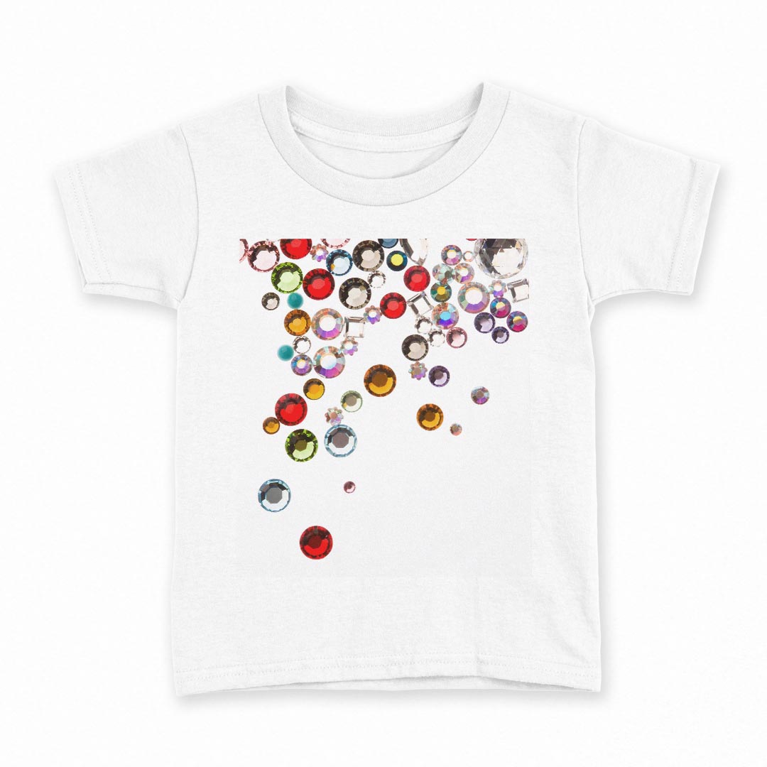 T-Shirts （Short Sleeve） - tシャツ キッズ 半袖 白地 デザイン 90 Tシャツ ティーシャツ T shirt 005377 カラフル　宝石　白