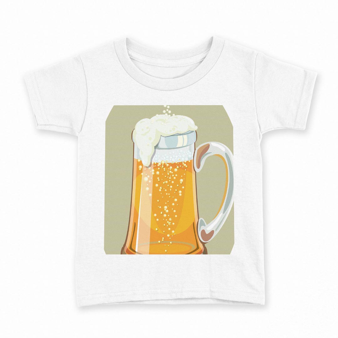 T-Shirts （Short Sleeve） - tシャツ キッズ 半袖 白地 デザイン 100 サイズ Tシャツ ティーシャツ T shirt 005499 ビール　飲み物　イラスト