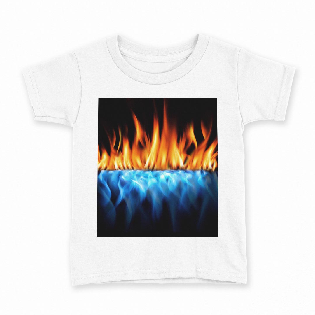 T恤（短袖） - tシャツ キッズ 半袖 白地 デザイン 130 サイズ Tシャツ ティーシャツ T shirt 005691 炎　赤　青